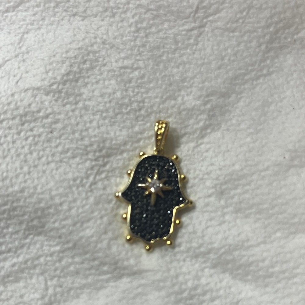 Gold and Black Hamsa Pendant